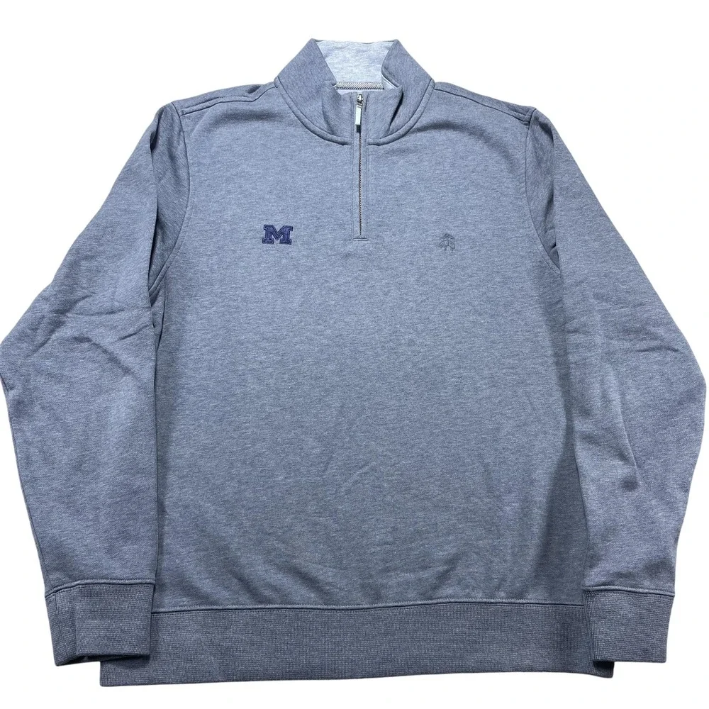 Brooks Brothers University of Michigan 1/4 Zip Pullover Men's Medium Blue Golf